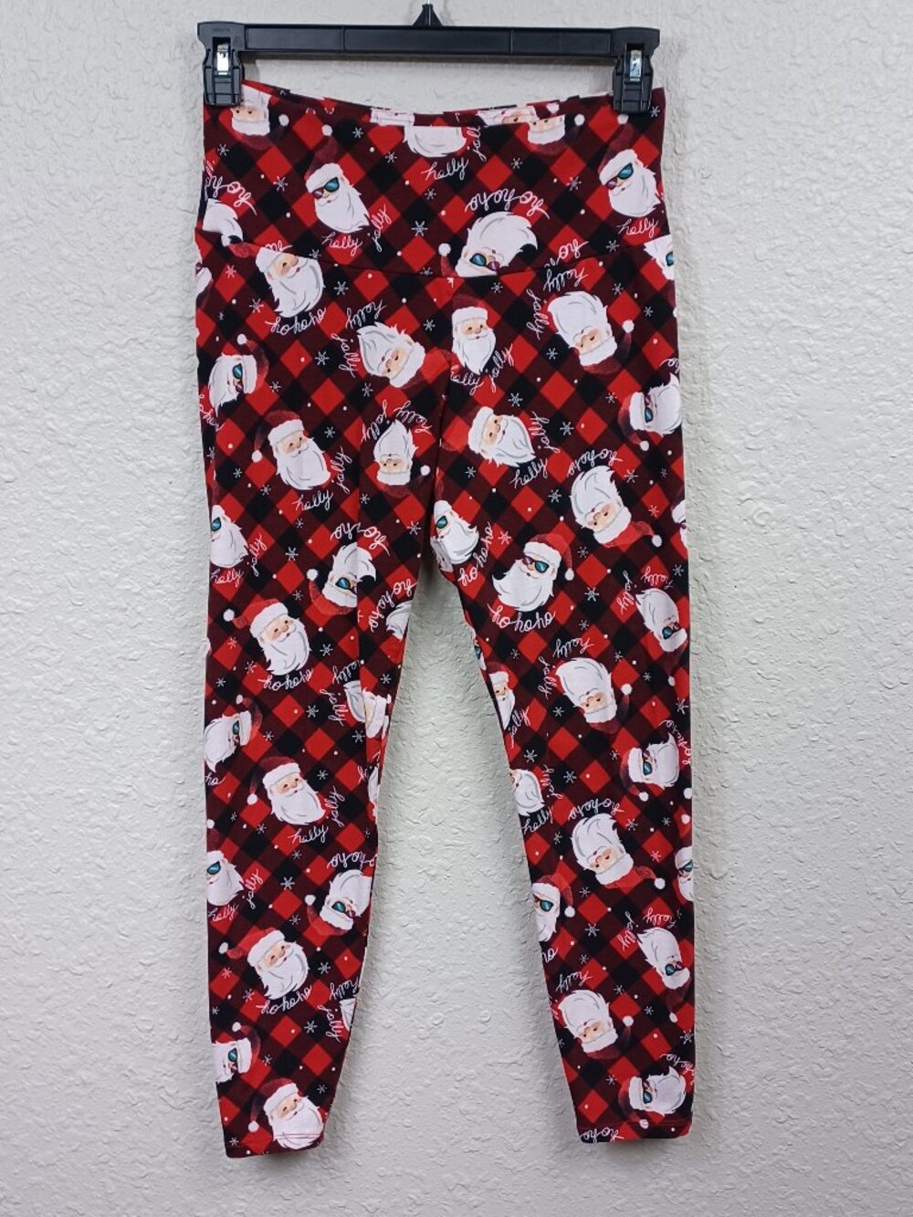 No Boundaries Santa Leggings Size L (12-14) Red and Black Plaid